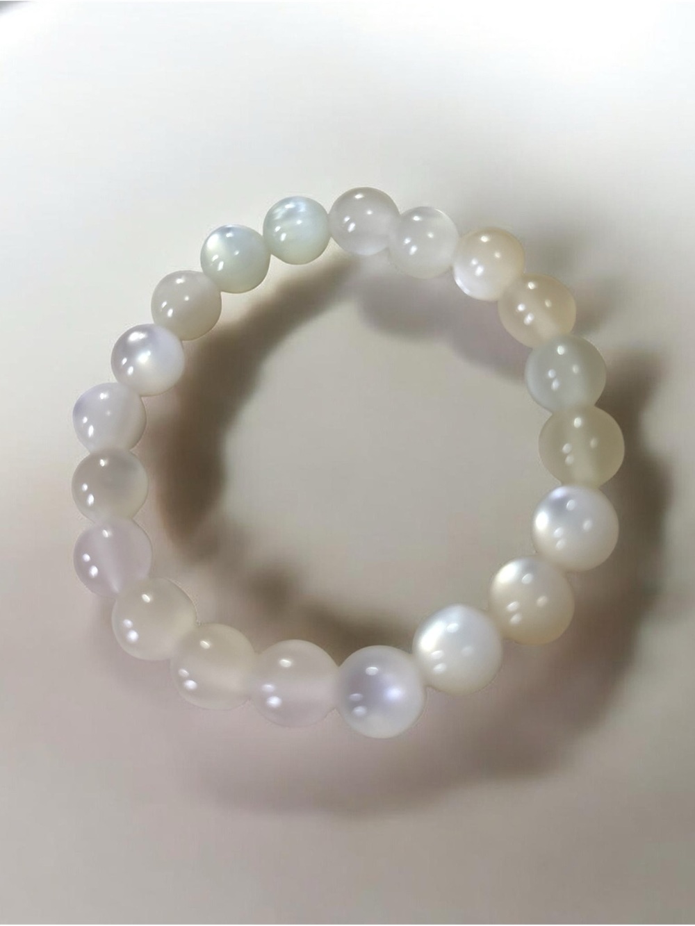Classic White Agate Bead Stretch Bracelet - Colour Changing Bracelet